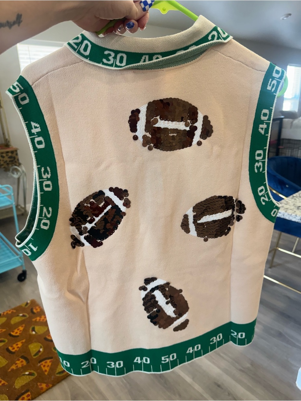 QUEEN OF SPARKLES Sequin Football Polo Tank- brand new, never worn. - Picture 6 of 9